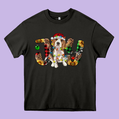 Beagle Christmas Joy Heavy Core Tee Designed By Ranaportraitstore