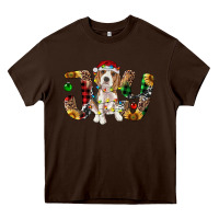 Chocolate Brown beagle christmas joy Heavy Core Tee - RanaPortraitStore