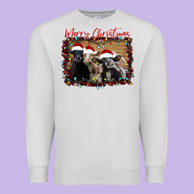 Merry Christmas Cows Premium Sweatshirt Designed By Bettercallsaul