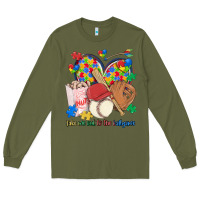 Army Green take me out to the ballgame  autism baseball Long Sleeve Tee - MaliasSmallBusiness