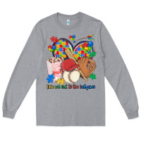 Heather Grey take me out to the ballgame  autism baseball Long Sleeve Tee - MaliasSmallBusiness