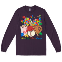 Plum take me out to the ballgame  autism baseball Long Sleeve Tee - MaliasSmallBusiness