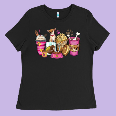 Chihuahua Coffee Cups Ladies Tee Designed By Zillion Design Studio