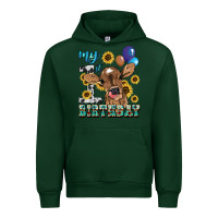 Forest Green My first Birthday baby cow sunflower Urban Hoodie - HowdyJamesFarm