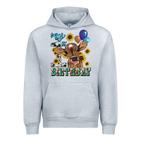 Heather Grey My first Birthday baby cow sunflower Urban Hoodie - HowdyJamesFarm