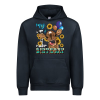 Navy My first Birthday baby cow sunflower Urban Hoodie - HowdyJamesFarm