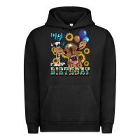 Pigment Black My first Birthday baby cow sunflower Urban Hoodie - HowdyJamesFarm
