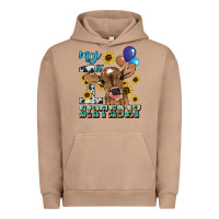 Pigment Burro My first Birthday baby cow sunflower Urban Hoodie - HowdyJamesFarm