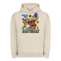 Pigment French Oak My first Birthday baby cow sunflower Urban Hoodie - HowdyJamesFarm