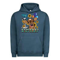 Pigment Midnight Navy My first Birthday baby cow sunflower Urban Hoodie - HowdyJamesFarm