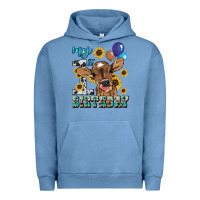 Pigment Pebble Blue My first Birthday baby cow sunflower Urban Hoodie - HowdyJamesFarm
