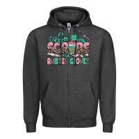 Charcoal Heather coffee scrubs and rubber gloves Zipper Hoodie - MaliasSmallBusiness