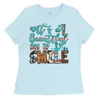 Baby Blue it’s a beautiful day to smile Ladies Tee - JahusDesignShop