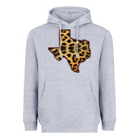 Heather Grey Western Texas Map Leopard Pattern Heavyweight Hoodie - Bettercallsaul