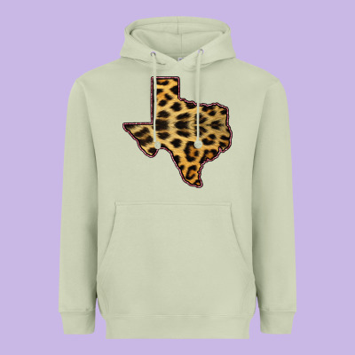 Western Texas Map Leopard Pattern Heavyweight Hoodie Designed By Bettercallsaul
