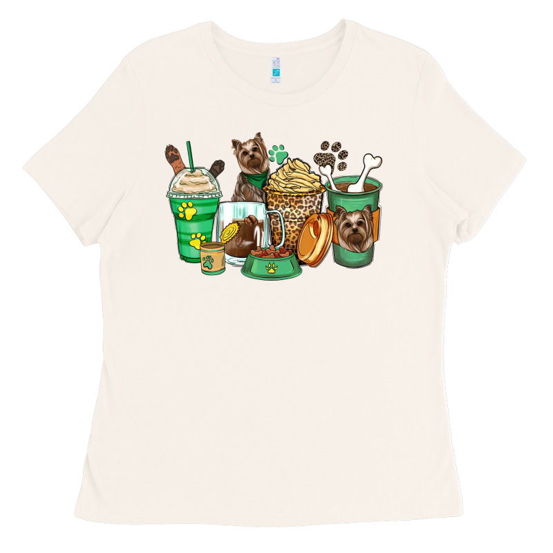 Yorkshire Terrier Coffee Cups Ladies Tee by Zillion Design Studio | Teevron