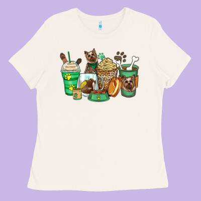 Yorkshire Terrier Coffee Cups Ladies Tee Designed By Zillion Design Studio