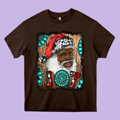African American Santa Joy Heavy Core Tee Designed By Ranaportraitstore