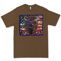 Cacao bison with american flag and glasses Premium Tee - RanaPortraitStore