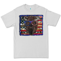 Dove Grey bison with american flag and glasses Premium Tee - RanaPortraitStore