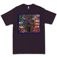 Plum bison with american flag and glasses Premium Tee - RanaPortraitStore