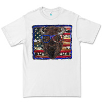 White bison with american flag and glasses Premium Tee - RanaPortraitStore