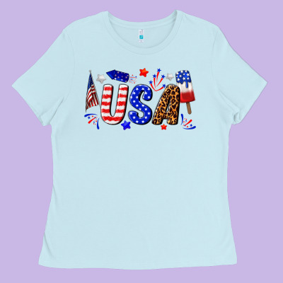 Usa 4th Of July Ladies Tee Designed By Texasbilliewilder
