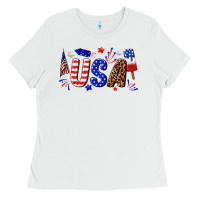 White usa 4th of july Ladies Tee - texasbilliewilder