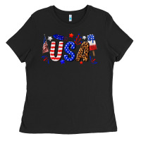 Black usa 4th of july Ladies Tee - texasbilliewilder