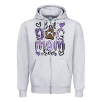 Heather Grey best dog mom ever Zipper Hoodie - MaliasSmallBusiness