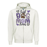 Oatmeal Heather best dog mom ever Zipper Hoodie - MaliasSmallBusiness