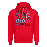 Red best dog mom ever Zipper Hoodie - MaliasSmallBusiness