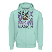 Seafoam best dog mom ever Zipper Hoodie - MaliasSmallBusiness