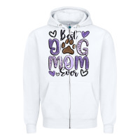 White best dog mom ever Zipper Hoodie - MaliasSmallBusiness