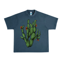 Midnight Navy cactus with flowers Urban Heavy Tee - AdoDesignShop