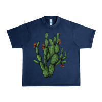 Navy cactus with flowers Urban Heavy Tee - AdoDesignShop