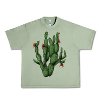 Oil Green cactus with flowers Urban Heavy Tee - AdoDesignShop