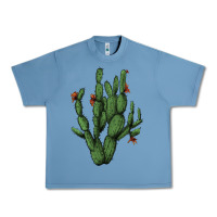 Pebble Blue cactus with flowers Urban Heavy Tee - AdoDesignShop