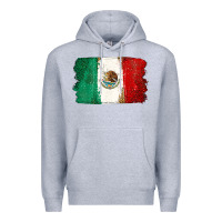 Heather Grey Mexican Flag Premium Hoodie - texasbilliewilder