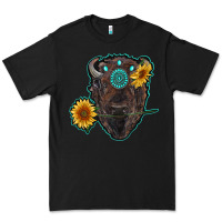 Black bison head with sunflowers and gemstone Premium Tee - RanaPortraitStore