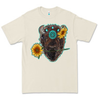 Bone bison head with sunflowers and gemstone Premium Tee - RanaPortraitStore