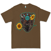 Cacao bison head with sunflowers and gemstone Premium Tee - RanaPortraitStore