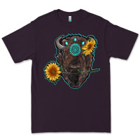 Plum bison head with sunflowers and gemstone Premium Tee - RanaPortraitStore