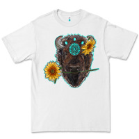 White bison head with sunflowers and gemstone Premium Tee - RanaPortraitStore