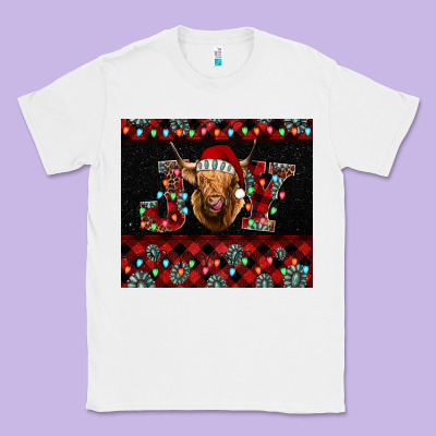 Highland Cow Joy Christmas Classic Tee Designed By Barkaloodesign