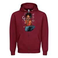 Burgundy afro black boy Zipper Hoodie - NancyCooperArtShop