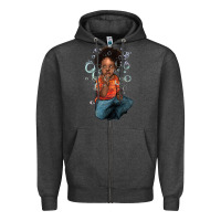 Charcoal Heather afro black boy Zipper Hoodie - NancyCooperArtShop