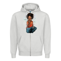 Dove Grey afro black boy Zipper Hoodie - NancyCooperArtShop