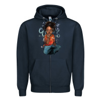 Navy afro black boy Zipper Hoodie - NancyCooperArtShop