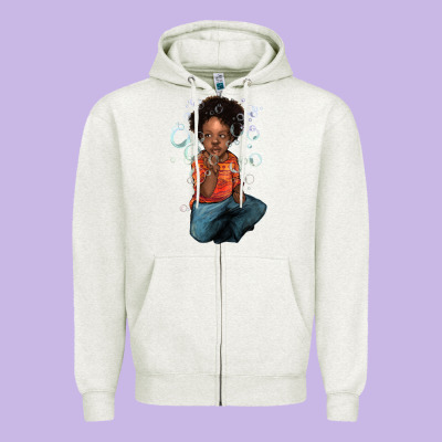 Afro Black Boy Zipper Hoodie Designed By Nancycooperartshop